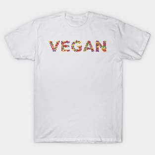 Fun Vegan Fruit and Vegetables Design T-Shirt